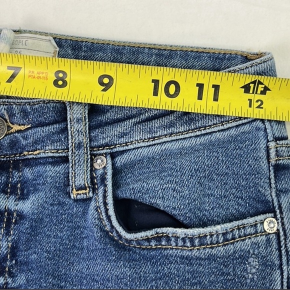 Free People Blue Color Blocked Cotton Blend Crop Flare Leg Denim Jeans Size 25 - Picture 6 of 7